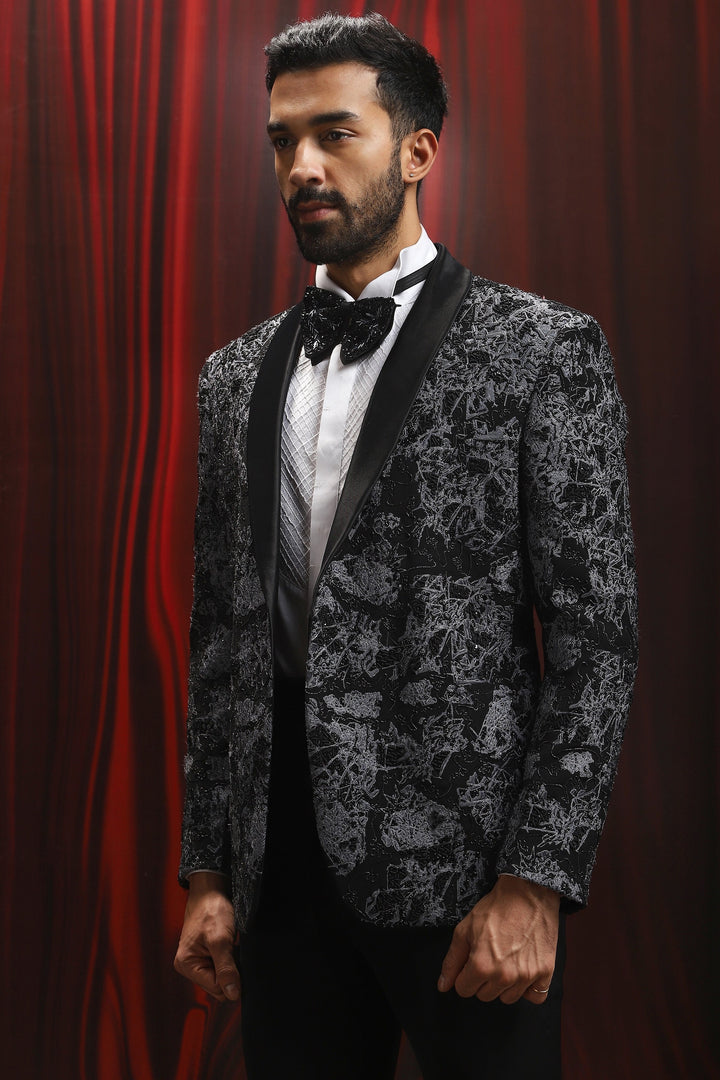 Starlit Whisper Embroidered Tuxedo Set