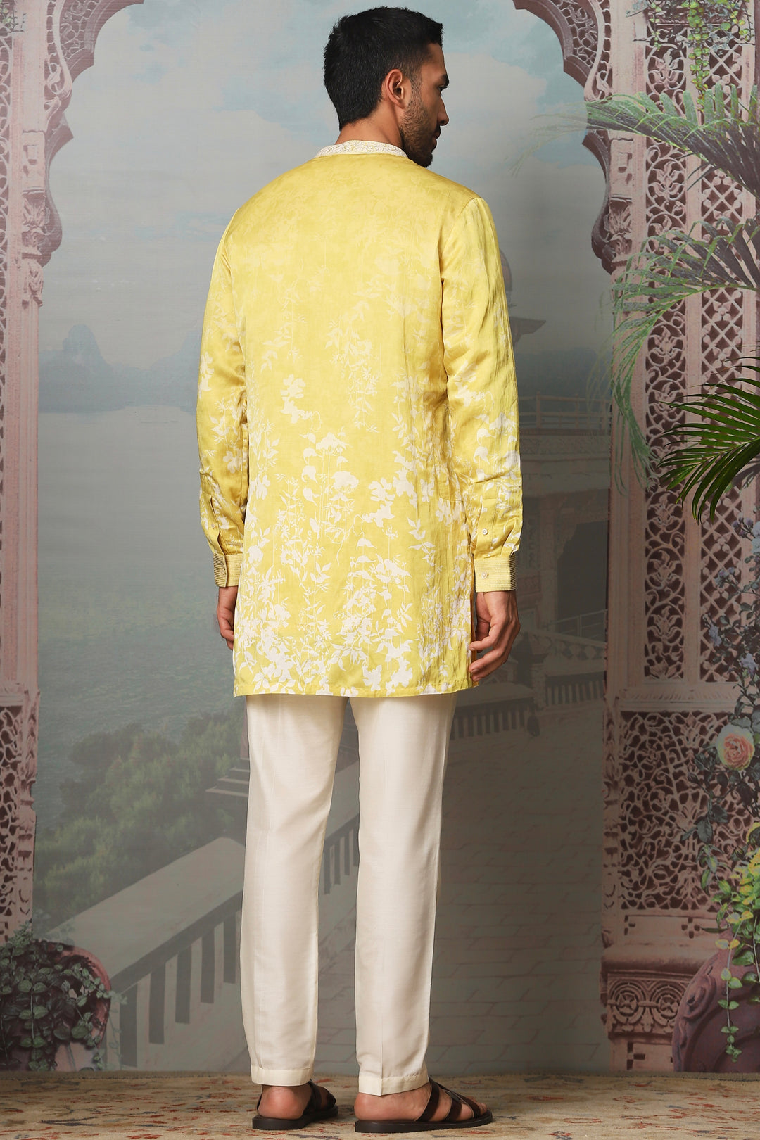 Dandelion Dream Printed Linen Satin Kurta Set