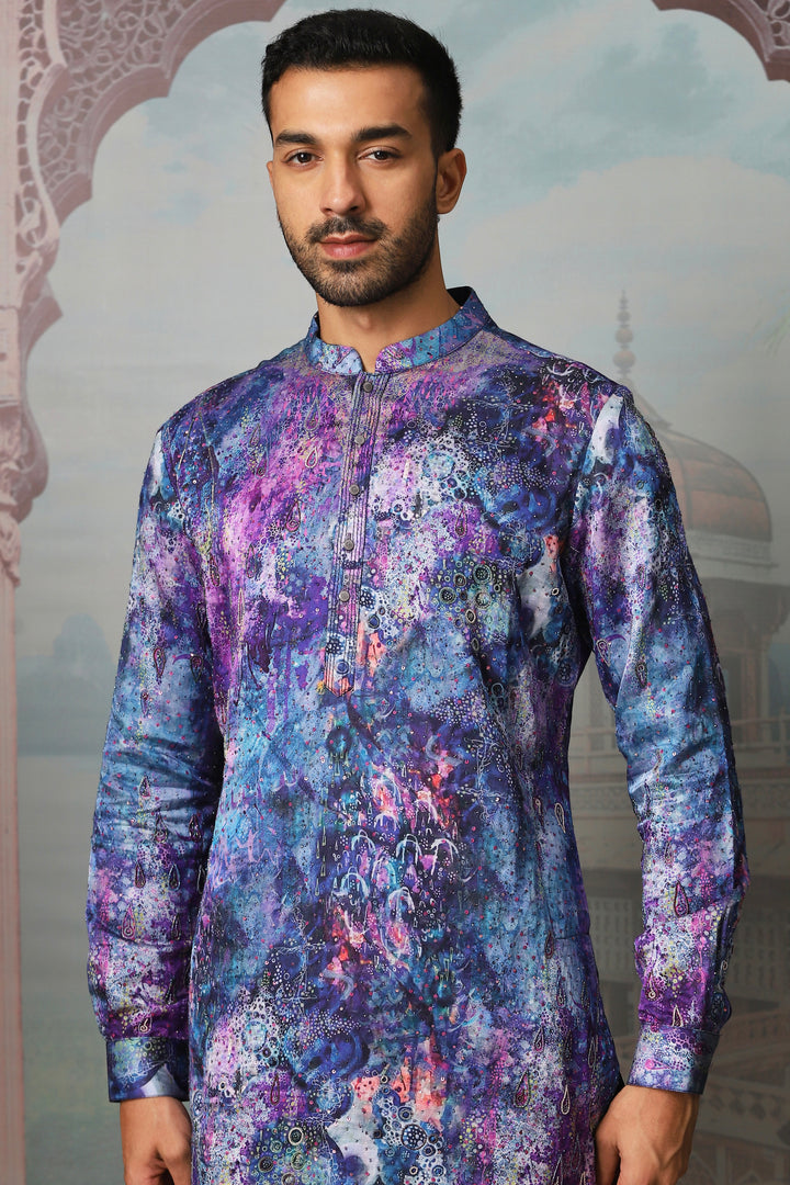 Indigo Cosmos Hand Embroidered Kurta Set