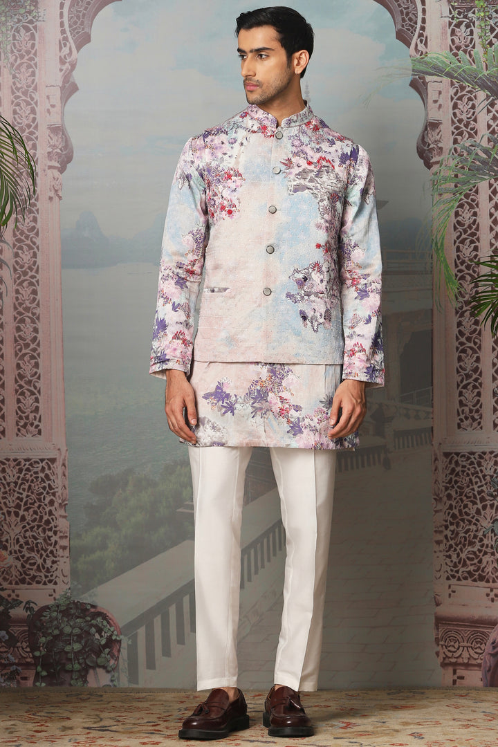 Garden Euphoria Embroidered Kurta Bundi Set