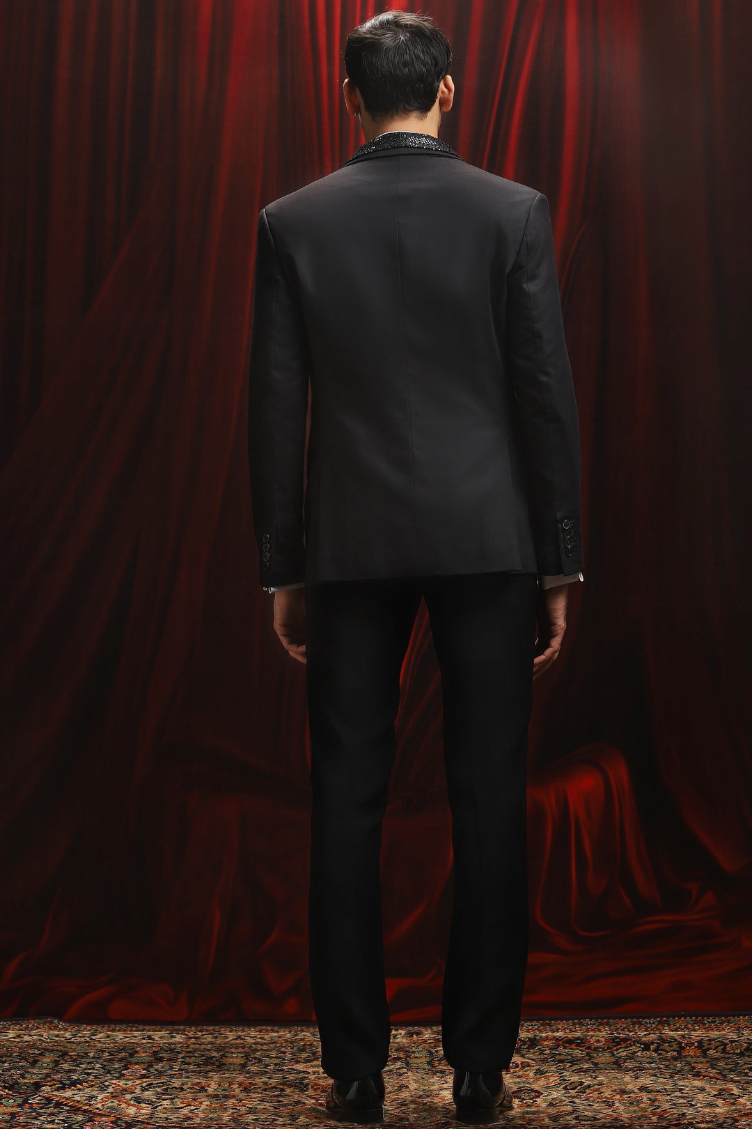 Black Twilight Temptation Embroidered Tuxedo Set