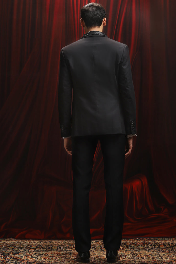 Black Twilight Temptation Embroidered Tuxedo Set