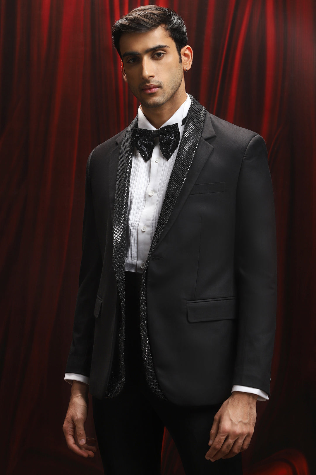 Black Twilight Temptation Embroidered Tuxedo Set