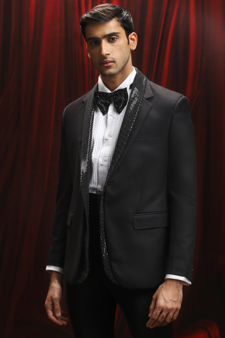 Black Twilight Temptation Embroidered Tuxedo Set