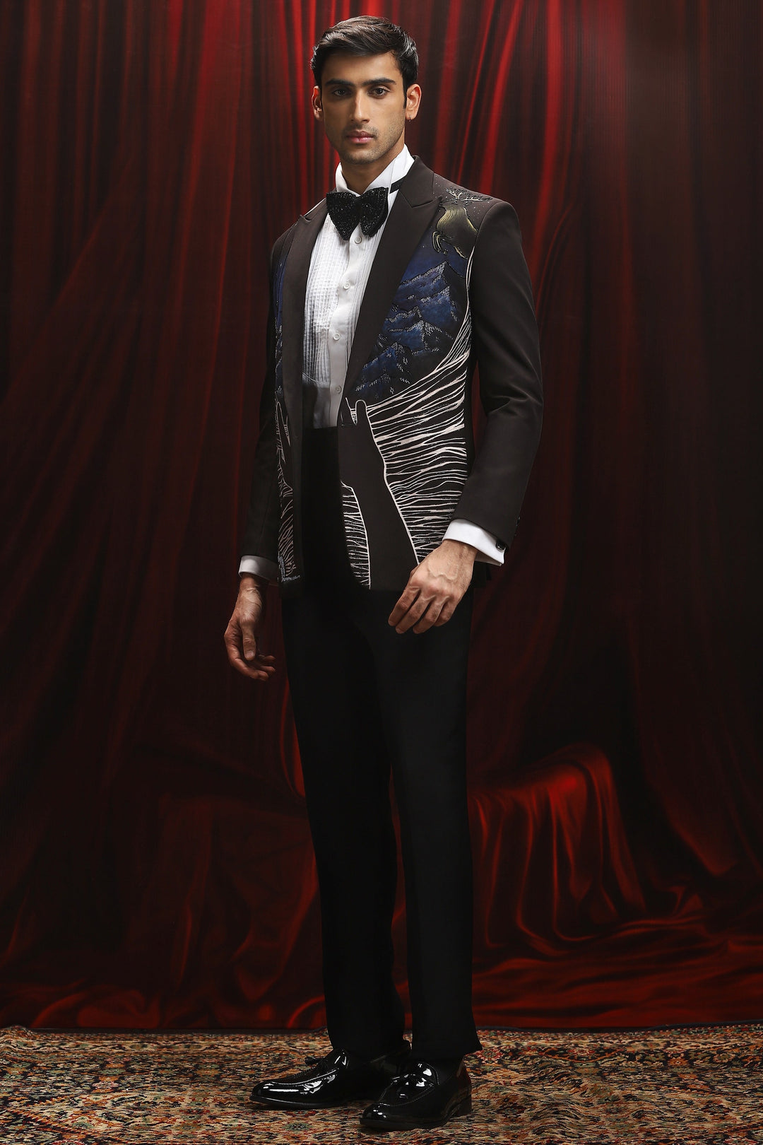 Black Midnight Ascent Hand-Painted Tuxedo Set