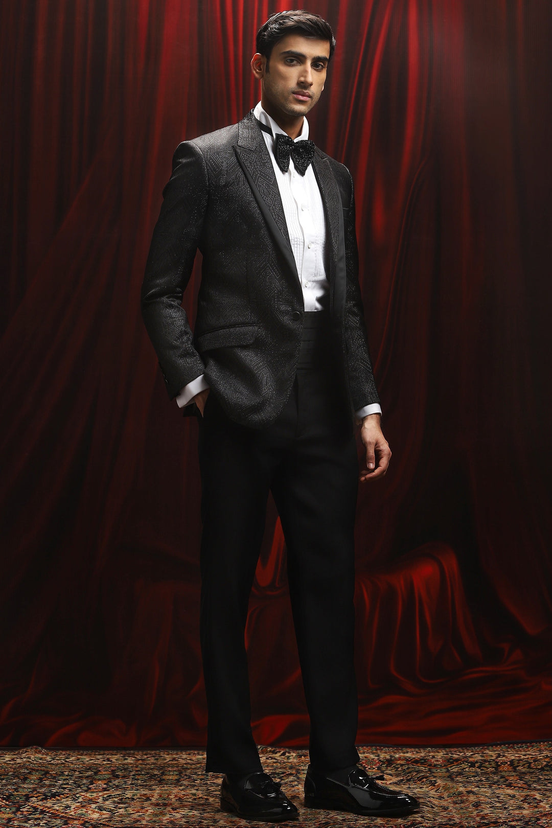 Midnight Shine Embroidered Tuxedo Set