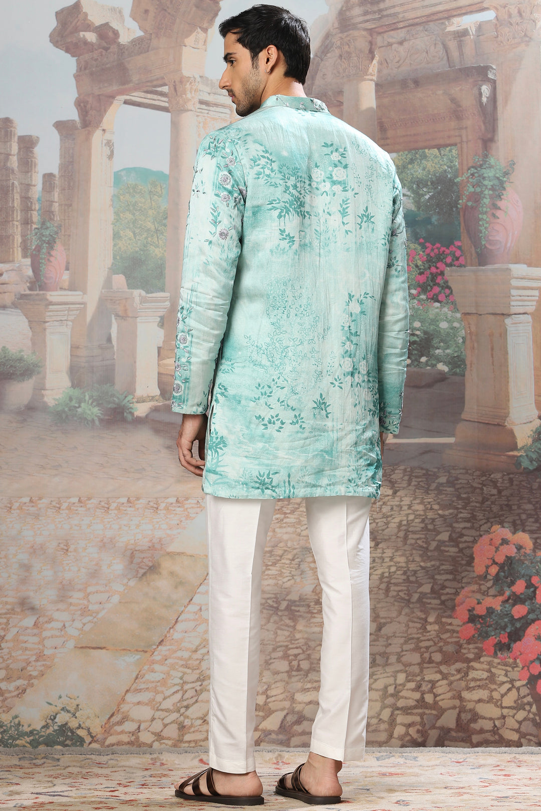 Sage Blossom Hand Embroidered Kurta Set