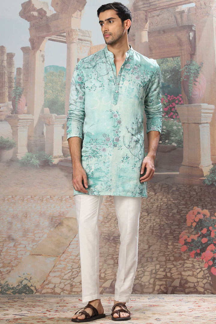 Sage Blossom Hand Embroidered Kurta Set