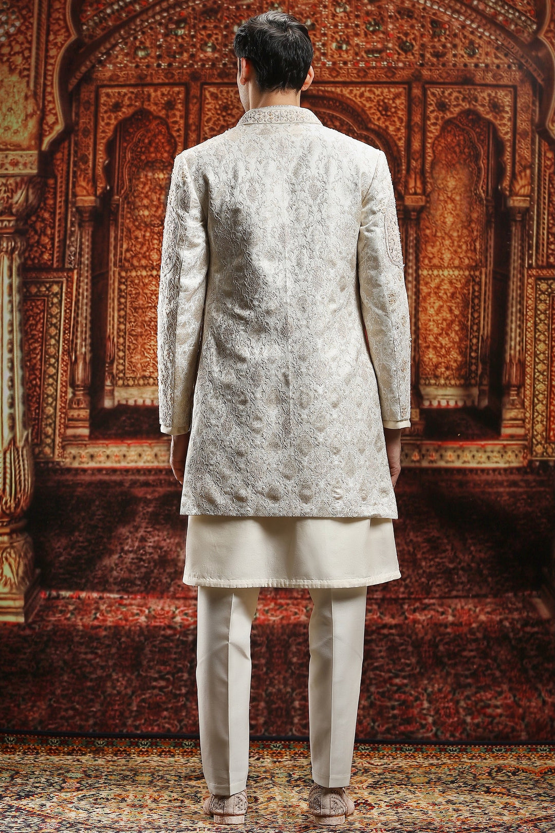 Ivory Enigma Embroidered Sherwani Set