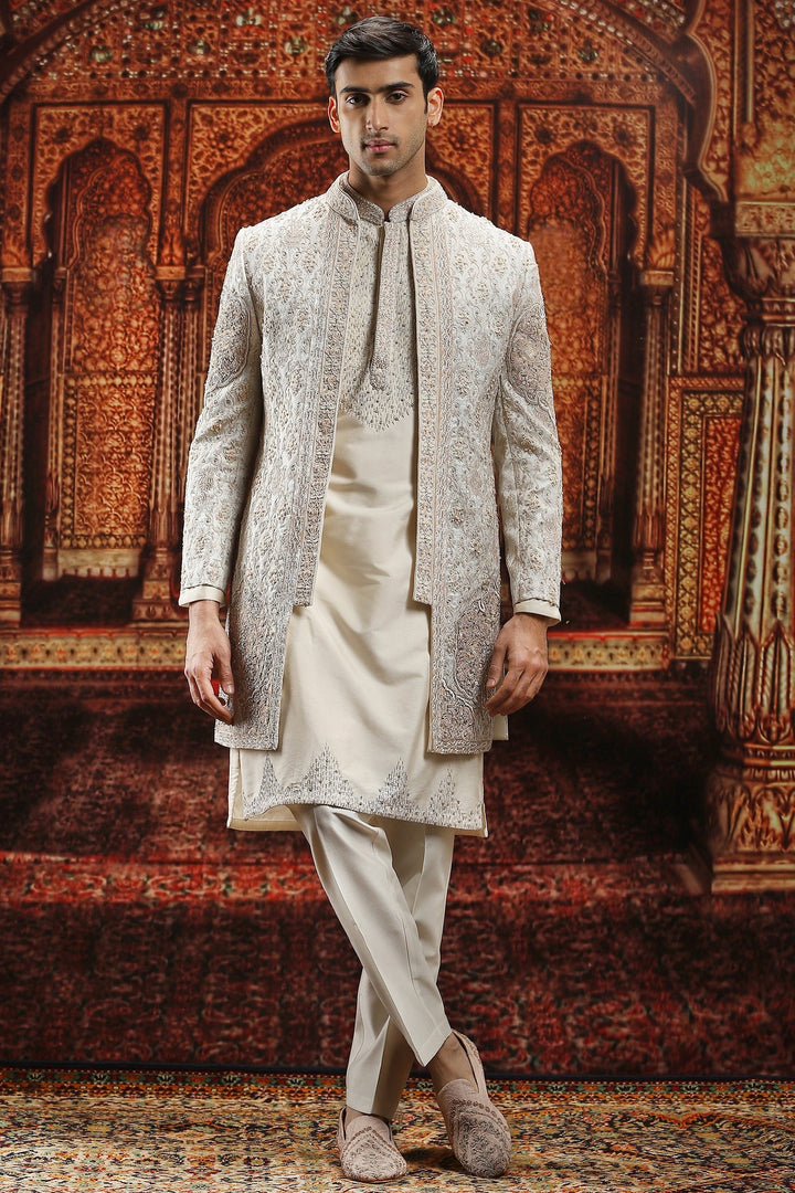 Ivory Enigma Embroidered Sherwani Set