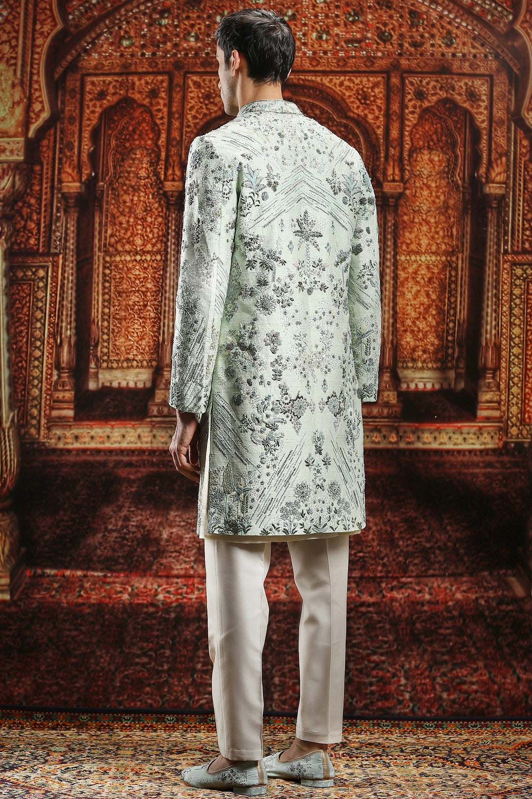 Silken Botanica Silk Embroidered Sherwani Set