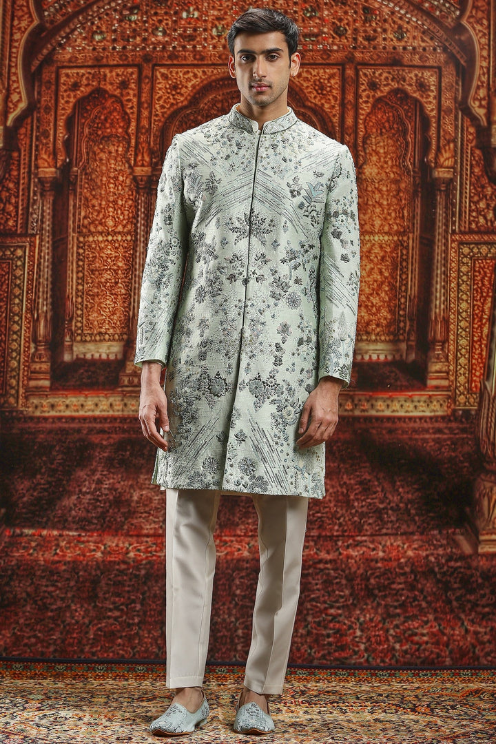 Silken Botanica Silk Embroidered Sherwani Set