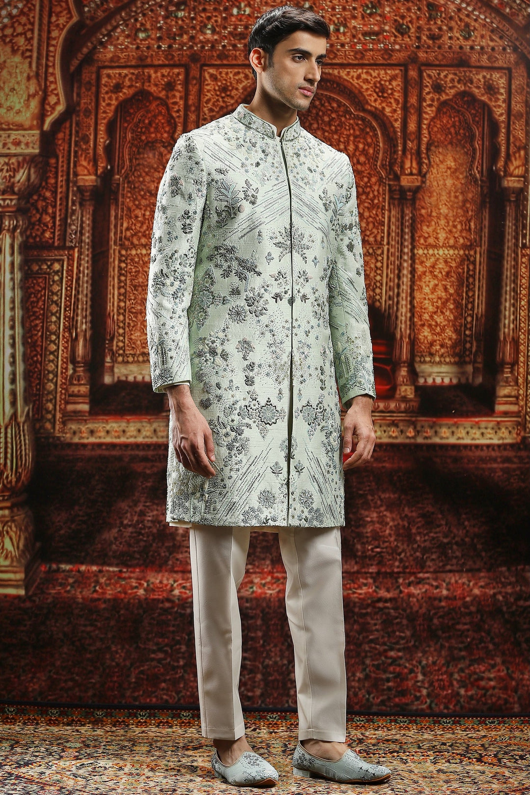 Silken Botanica Silk Embroidered Sherwani Set