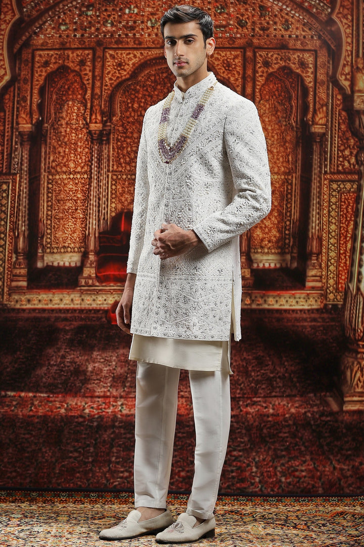Ivory Dynasty Embroidered Sherwani Set