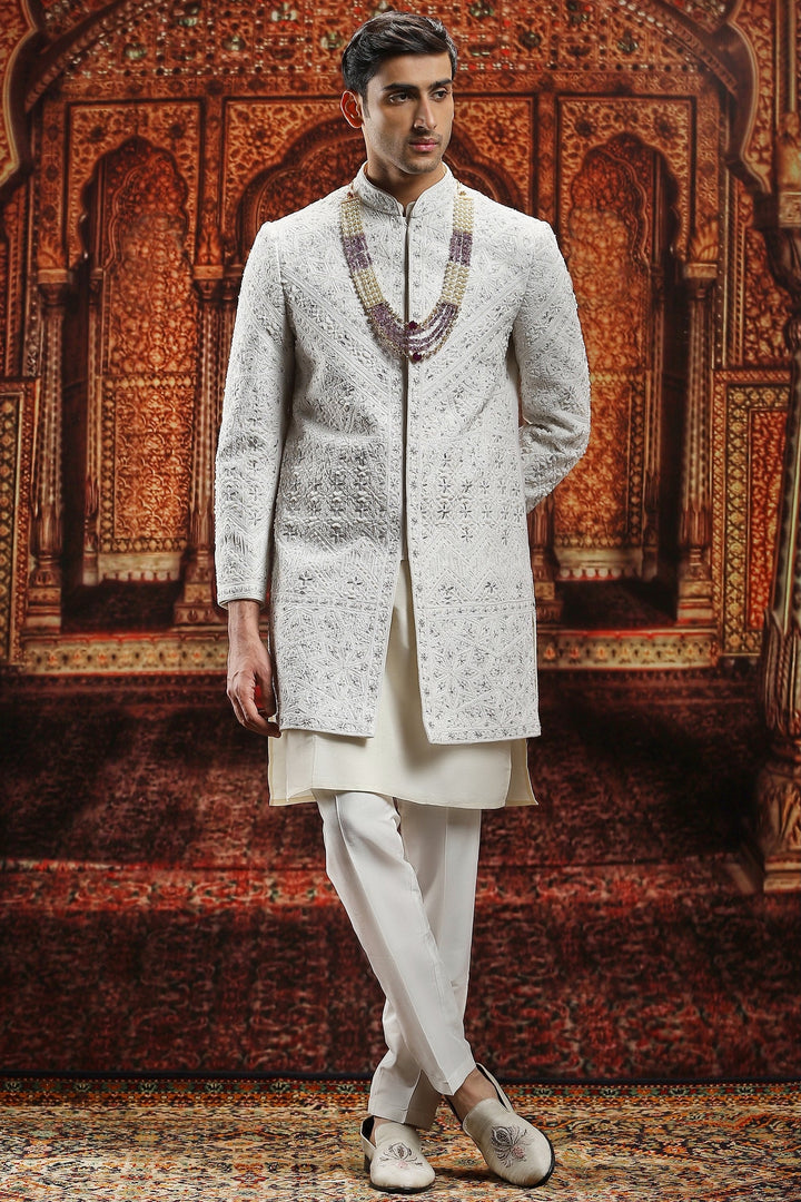 Ivory Dynasty Embroidered Sherwani Set