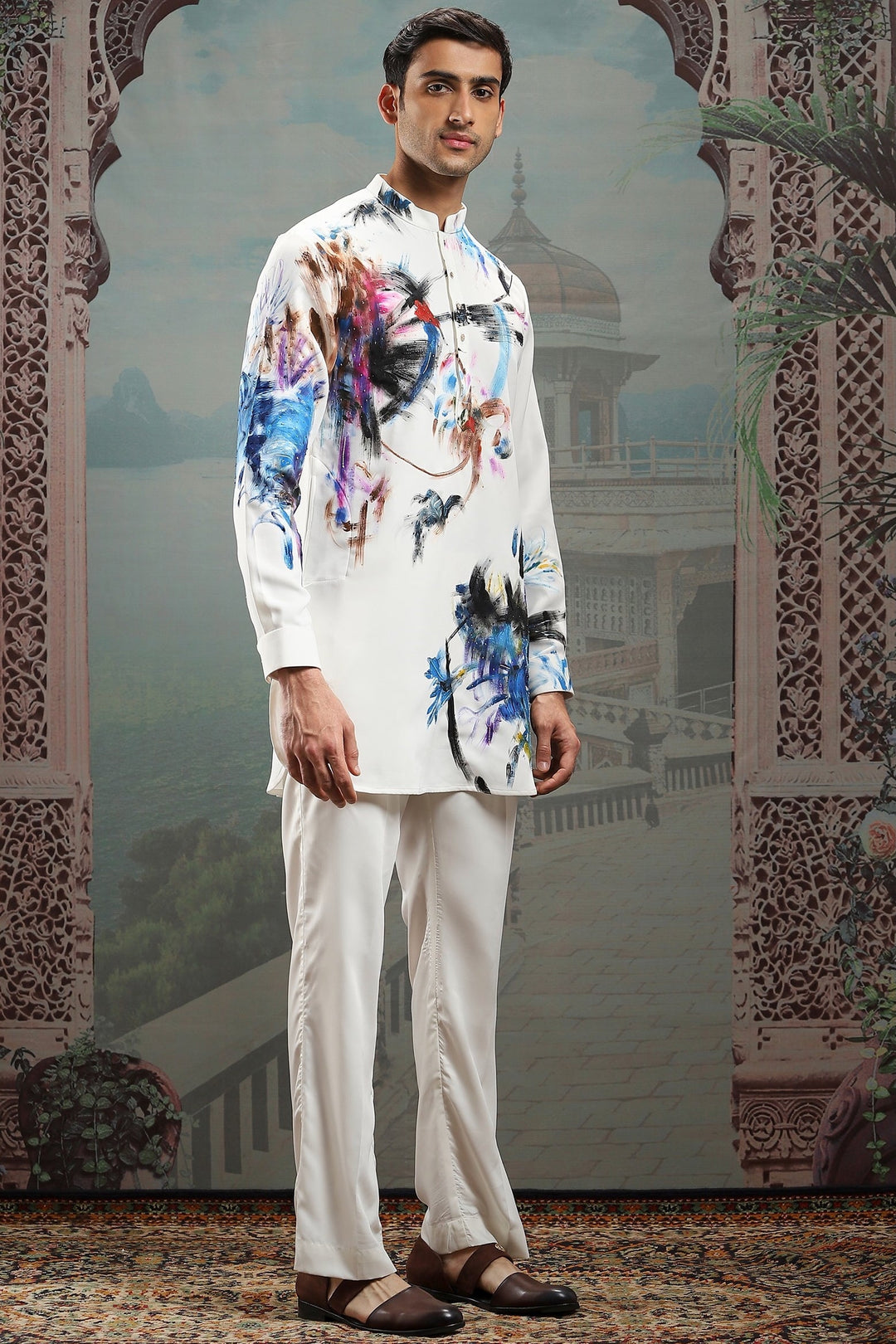 Iridescent Muse Hand-Painted Silk Kurta Set