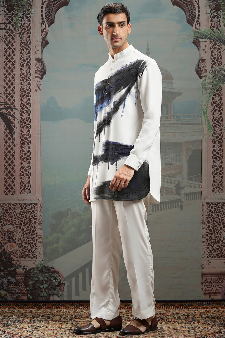 Frosted Euphoria Hand-Painted Silk Kurta Set