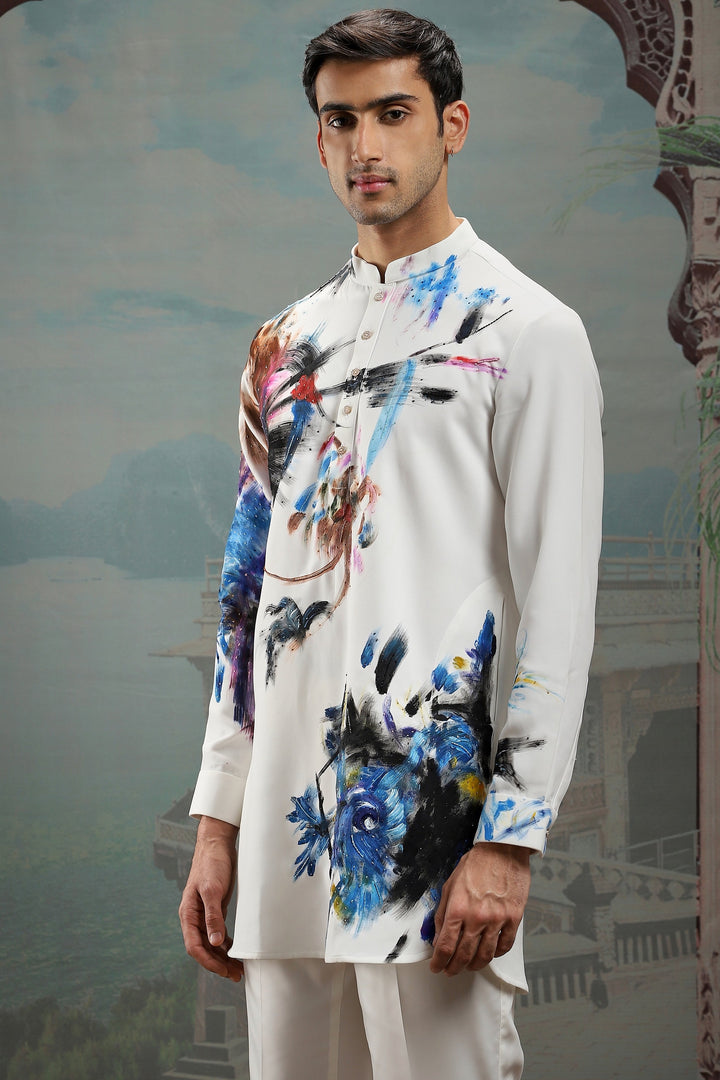 Iridescent Muse Hand-Painted Silk Kurta Set