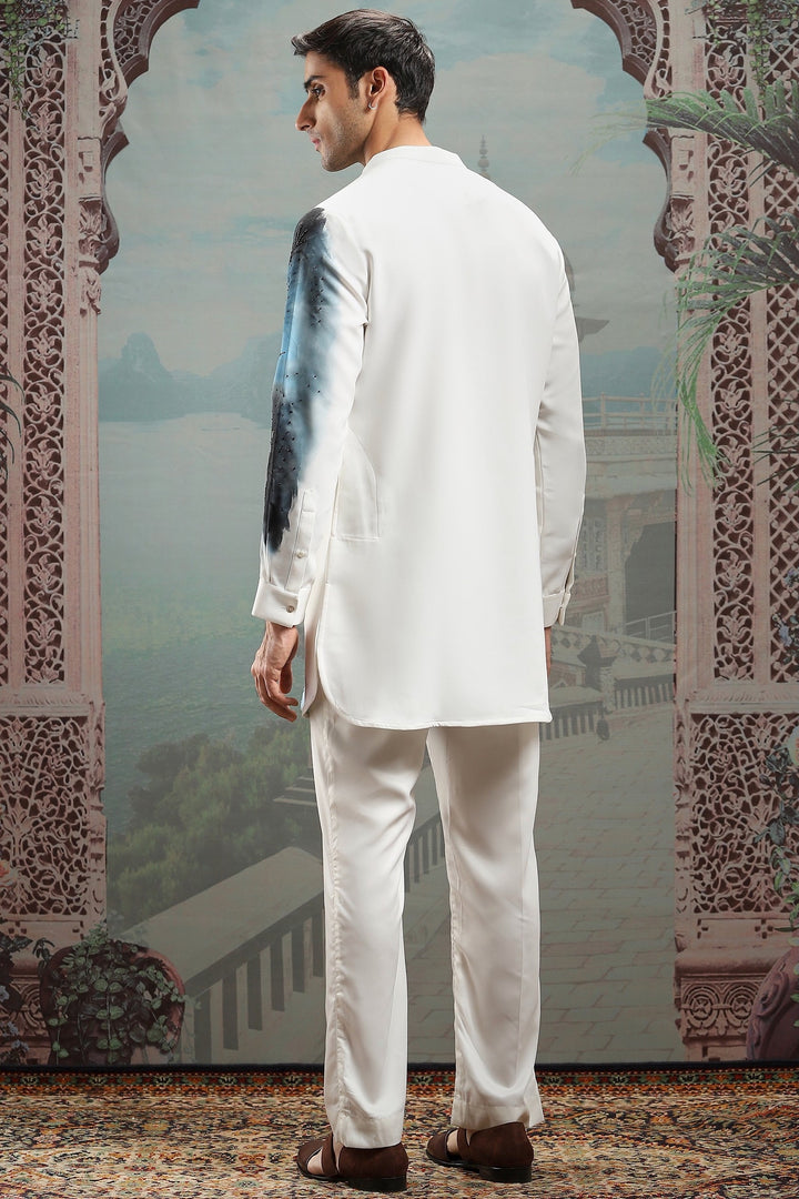 Peacock's Whisper Hand-Painted Silk Kurta Set
