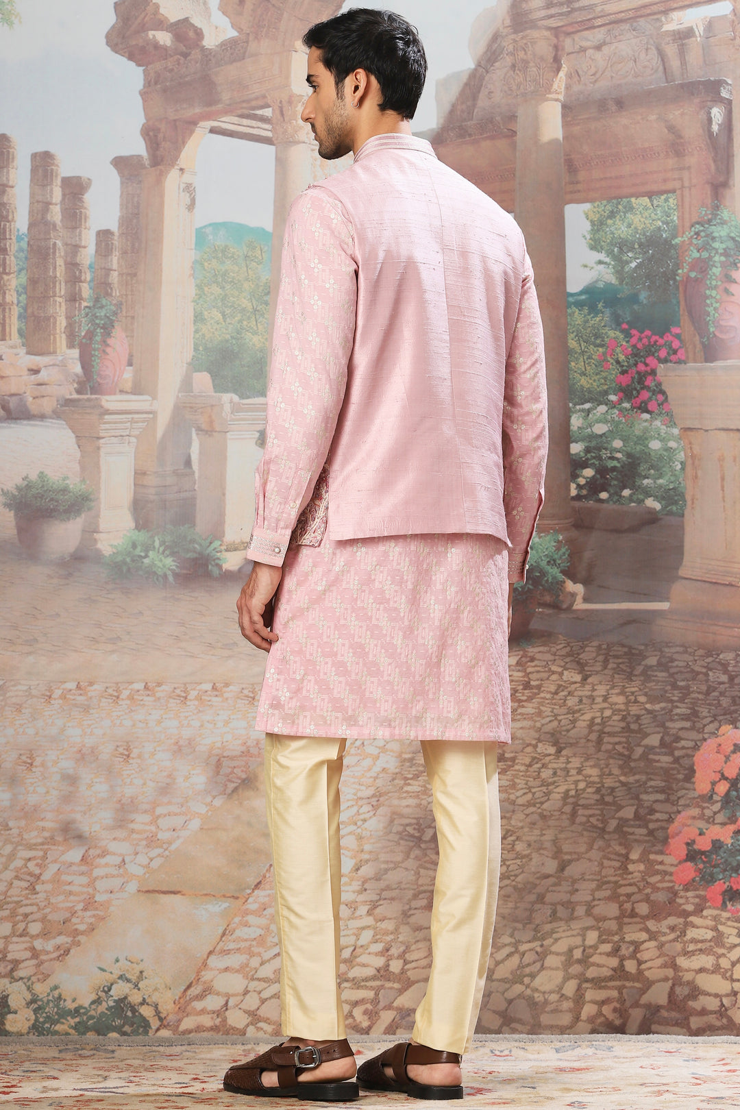 Gulnaz Raw Silk Embroidered Kurta Bundi Set