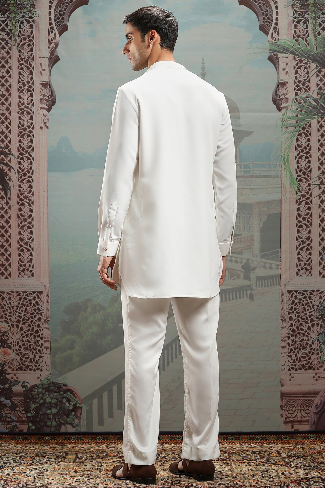 Fabled Peacock Hand-Painted Silk Kurta