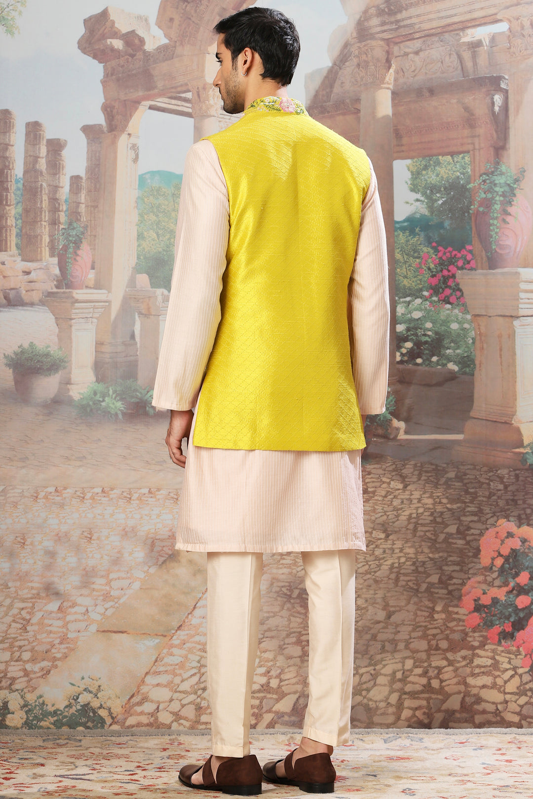 Sunlit Garden Embroidered Kurta Bundi Set