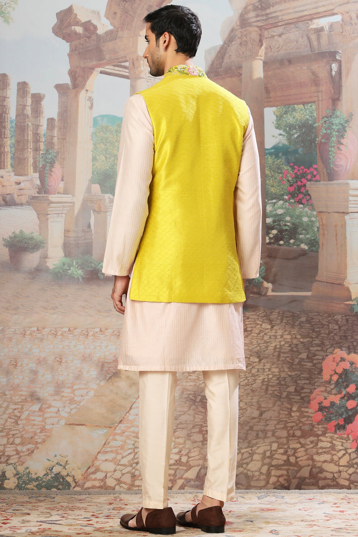 Sunlit Garden Embroidered Kurta Bundi Set