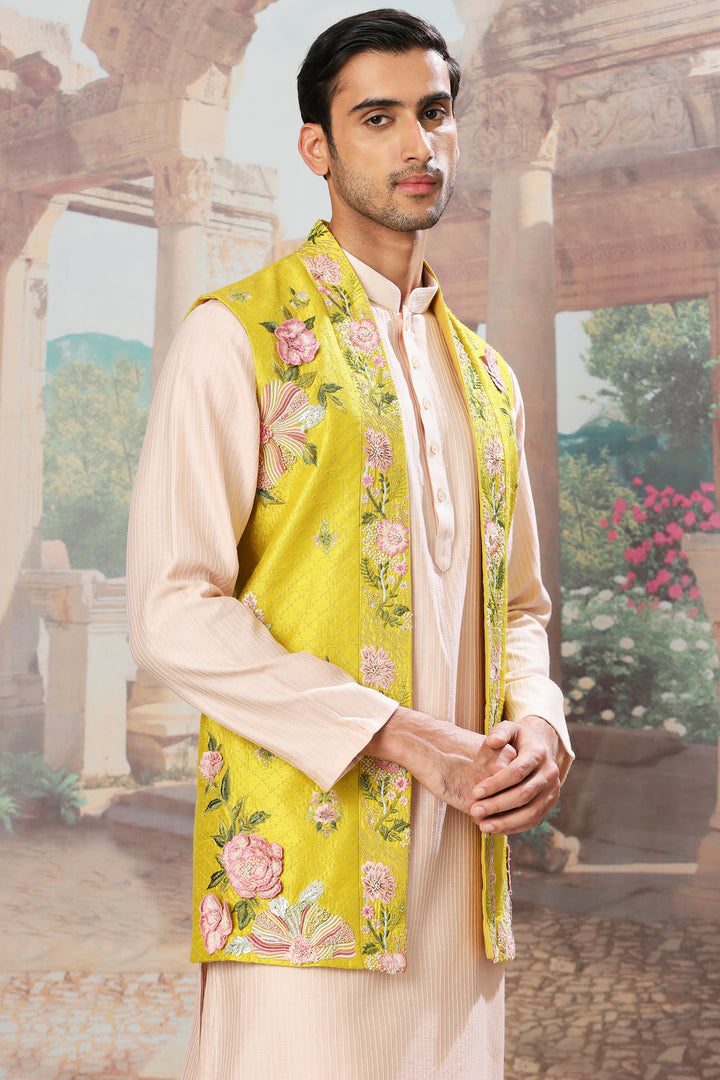 Sunlit Garden Embroidered Kurta Bundi Set