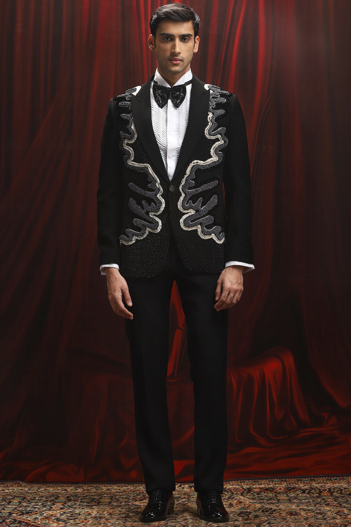 Black Electric Venom Embroidered Tuxedo Set