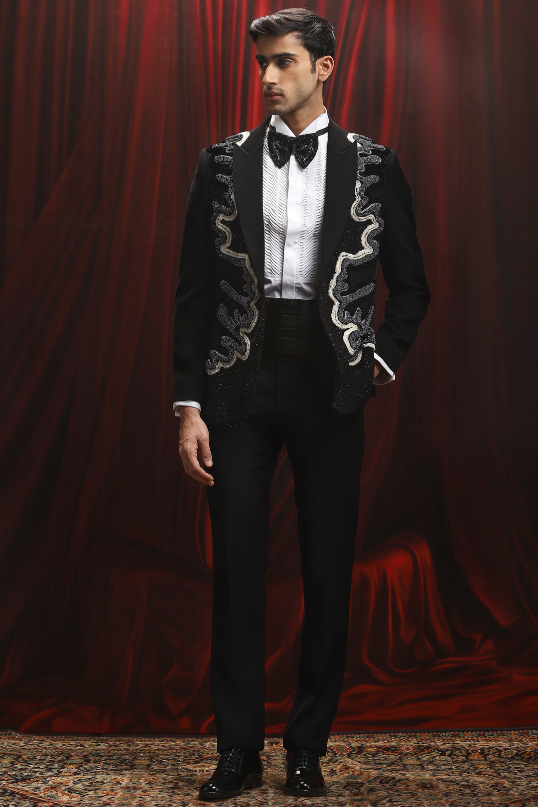 Black Electric Venom Embroidered Tuxedo Set