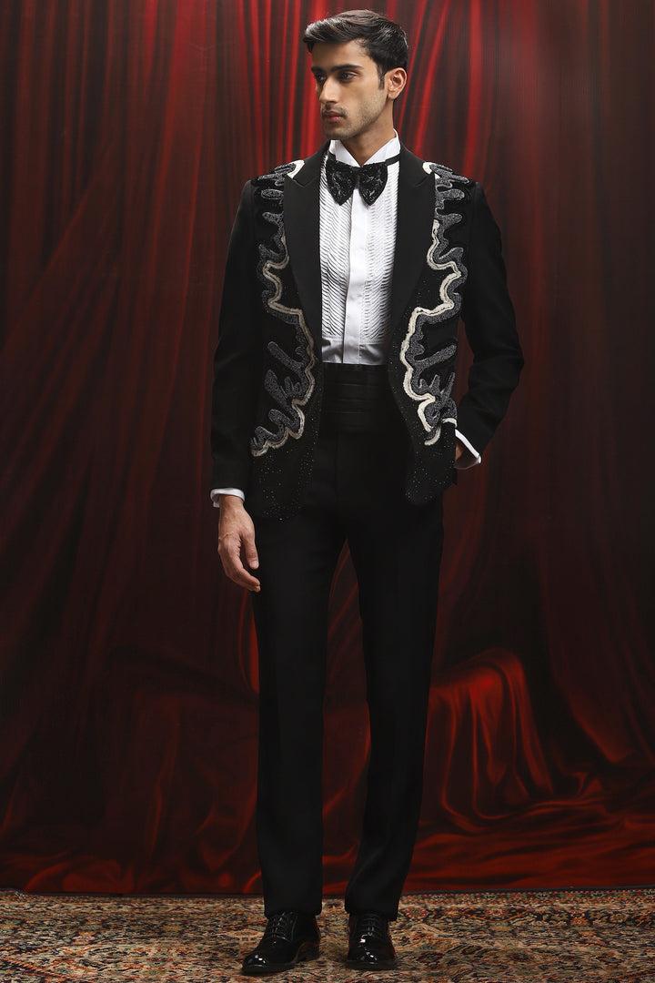 Black Electric Venom Embroidered Tuxedo Set