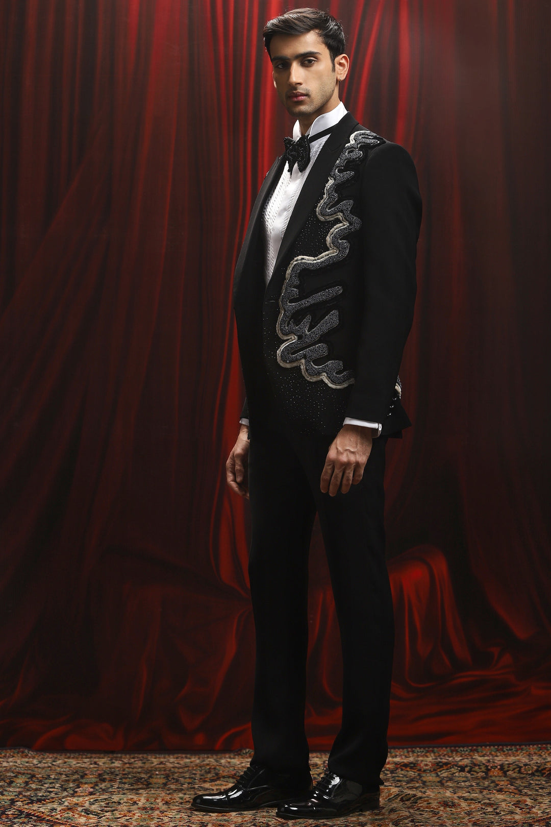 Black Electric Venom Embroidered Tuxedo Set