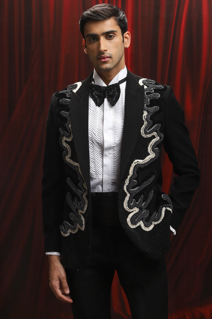 Black Electric Venom Embroidered Tuxedo Set