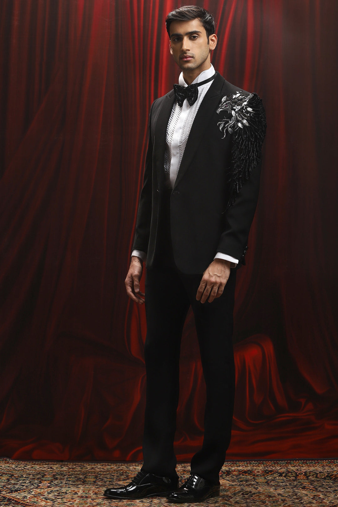 Black Phoenix Noir Embroidered Tuxedo Set