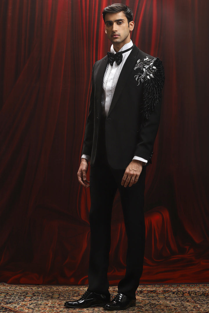 Black Phoenix Noir Embroidered Tuxedo Set
