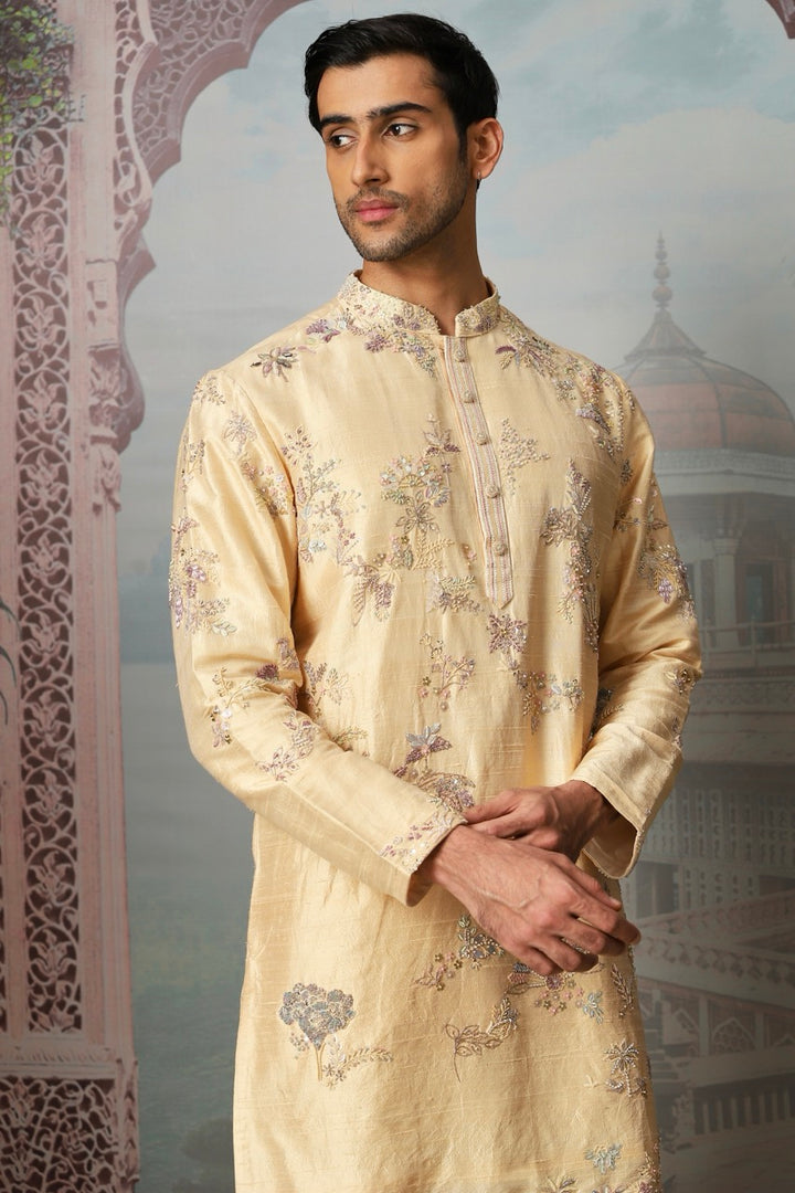 Amber Grace Raw Silk Embroidered Kurta Set