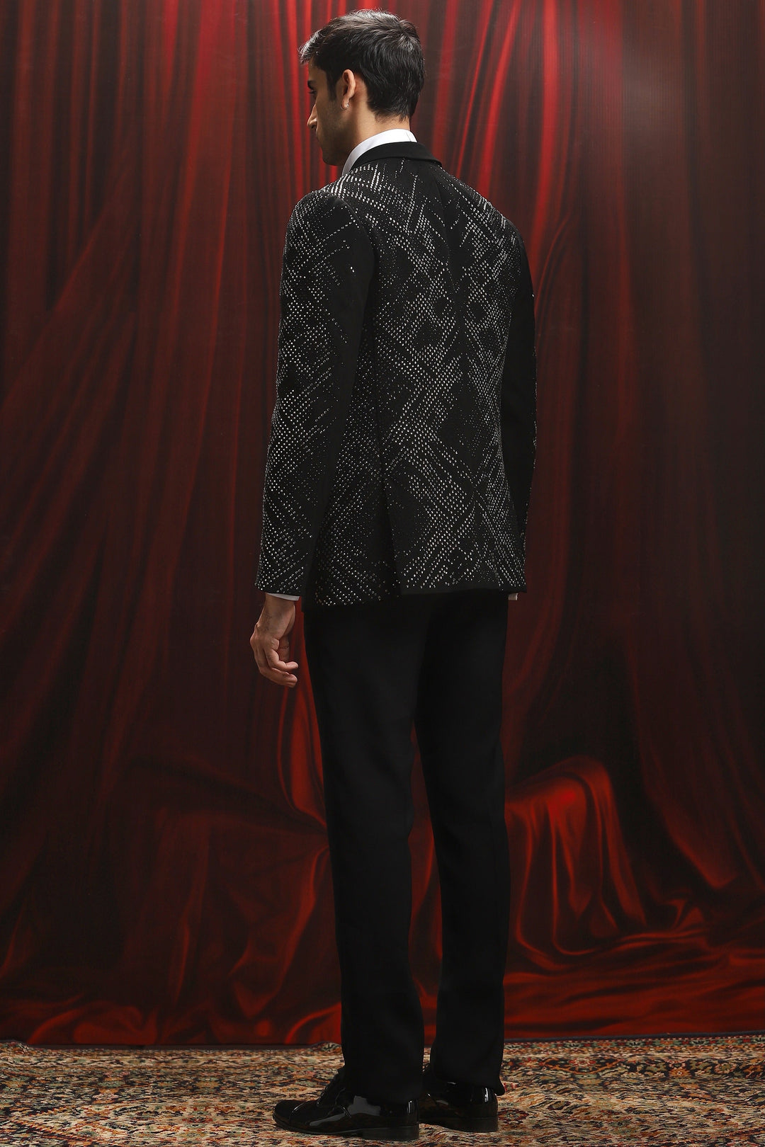 Black Galactic Vice Embroidered Tuxedo Set