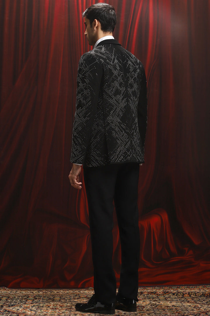 Black Galactic Vice Embroidered Tuxedo Set