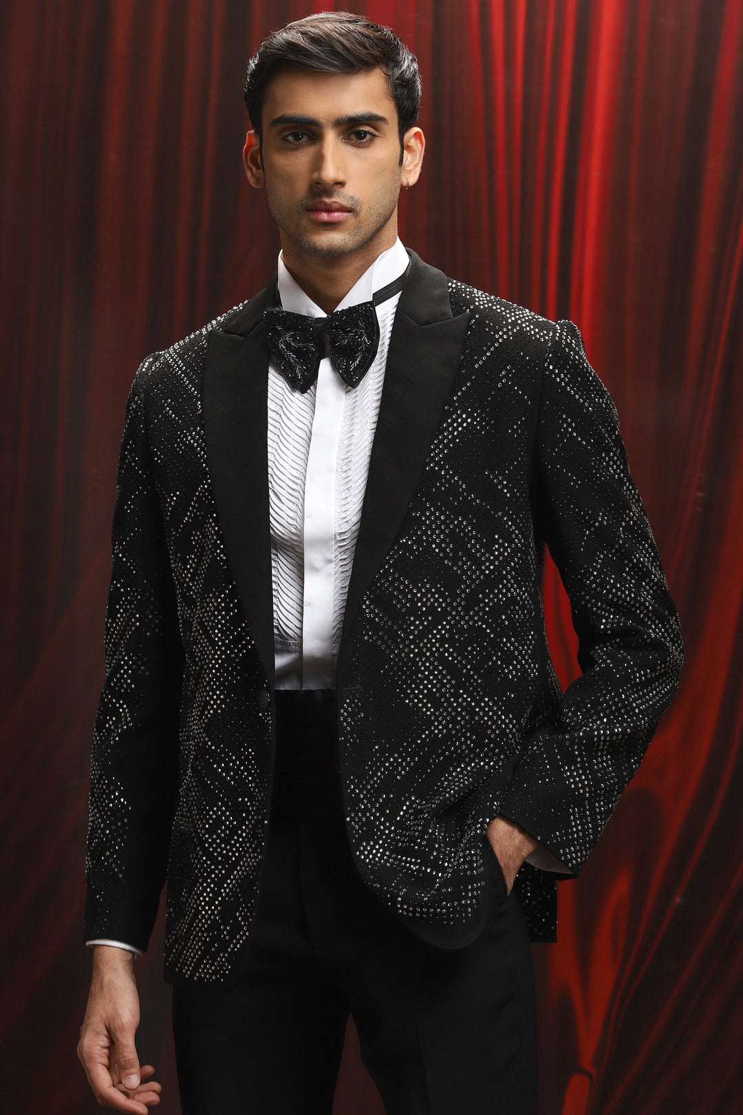 Black Galactic Vice Embroidered Tuxedo Set