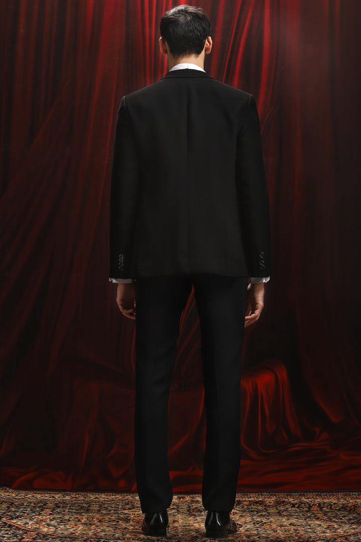 Black Stellar Obsession Embroidered Tuxedo Set
