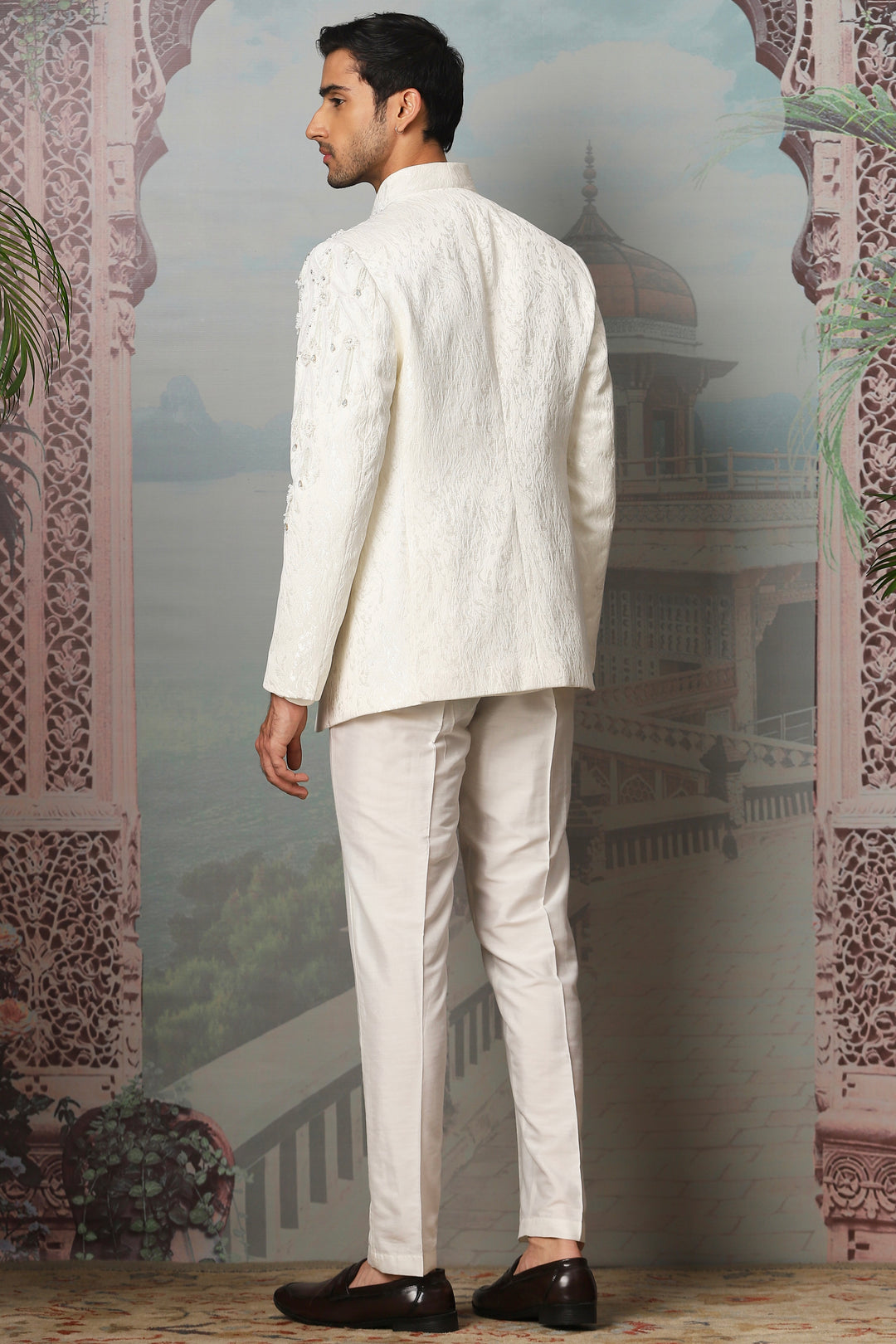 Ivory Pearl Grace Embroidered Open Indowestern Set