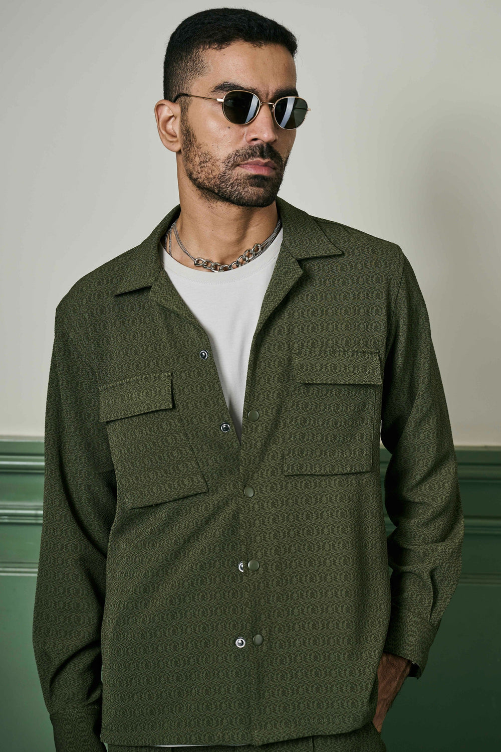Olive Green Biscuit Crepe Co-ord Set – Buy Online