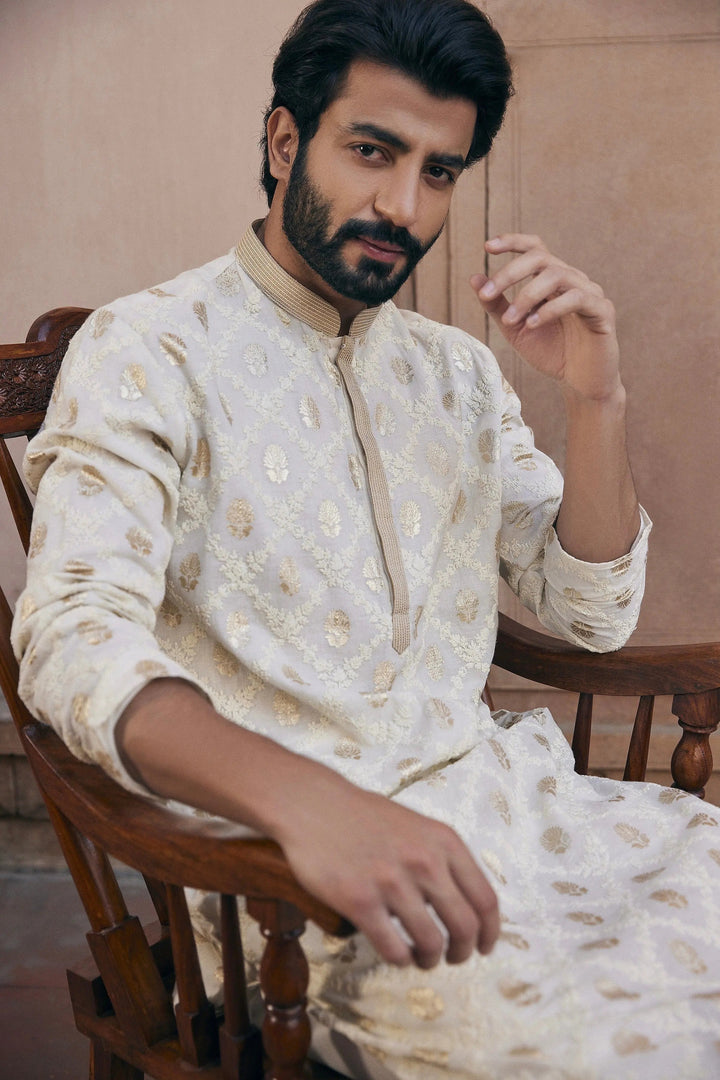 Buy Banarsi Cord Embroidery Chanderi Silk Kurta