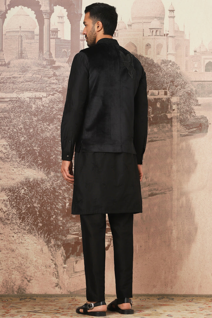 Order Black Kiran Dori Embroidered Kurta Bundi Set 