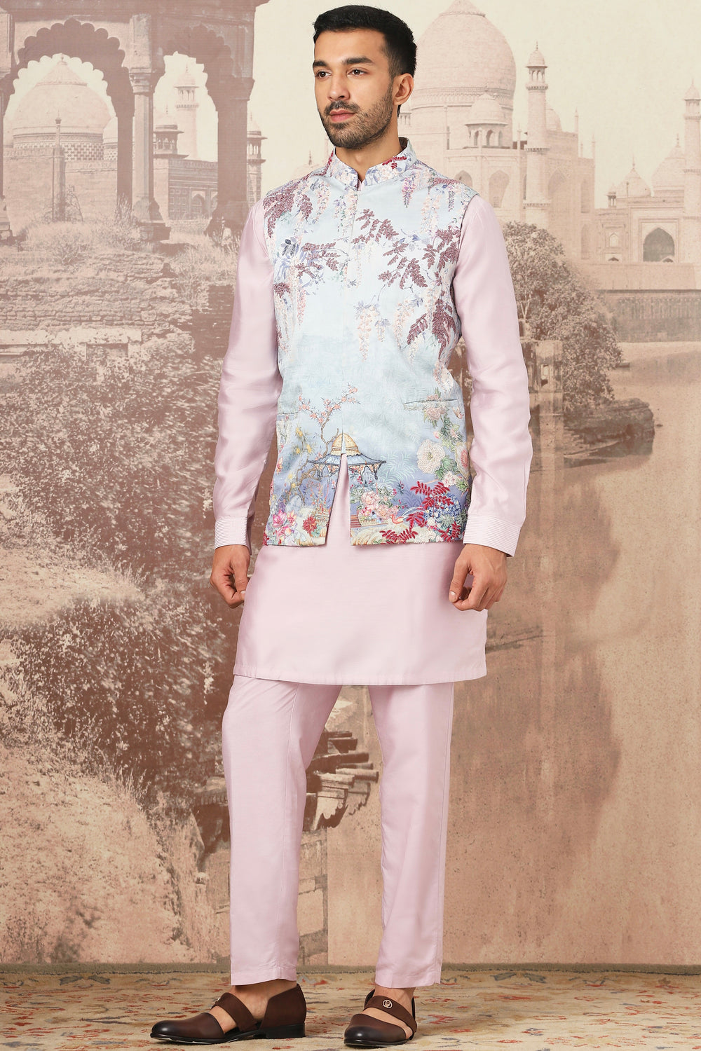 Purchase Floral Meadow Embroidered Kurta Bundi Set 