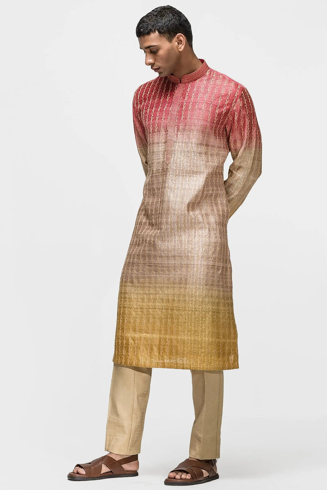 Purchase Ombre Dyed Thread Embroidery Kurta 