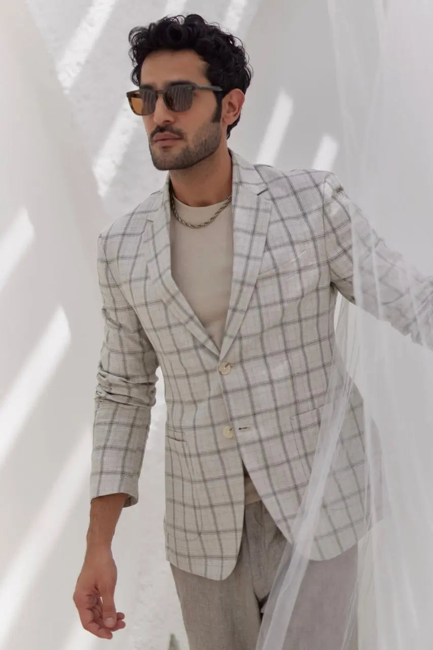 Purchase the Parchment Plaid Checks Blazer Set 