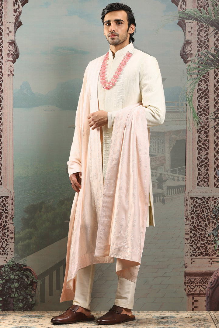 Blush Pearl Silk Embroidered Stole