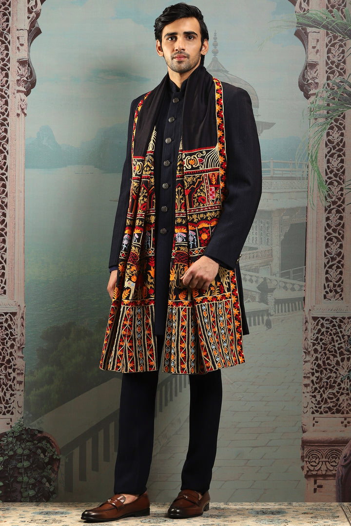 Cultural Multicolor Silk Embroidered Stole