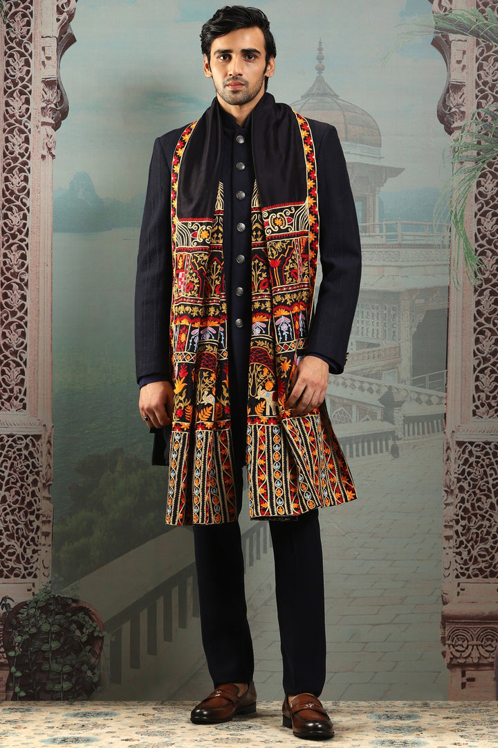 Cultural Multicolor Silk Embroidered Stole